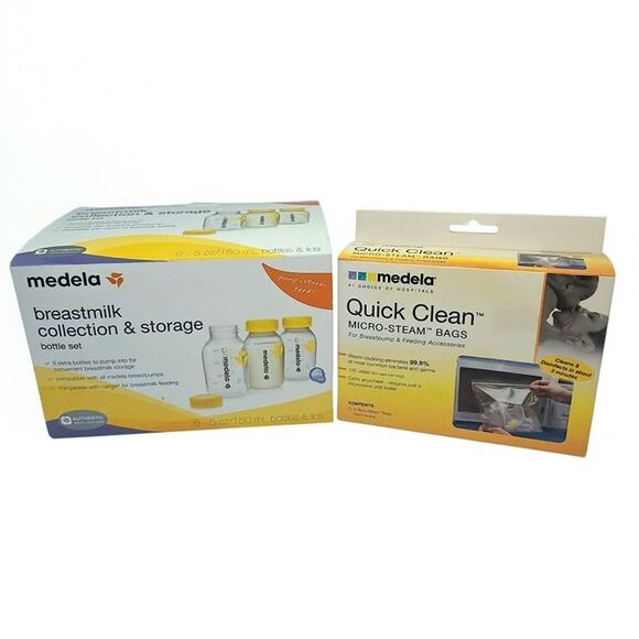 NWT Medela 6pk 5oz Breastmilk Storage Bottles + Micro-Steam Bags - Picture 4 of 9